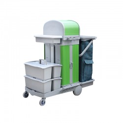 施達 趟門儲物箱+捲簾頂蓋清潔清潔服務車/平拖 配雙桶 施達 趟門儲物箱+捲簾頂蓋清潔清潔服務車/平拖 配雙桶